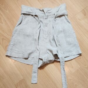 Reformation Linen Shorts Paperbag Waist Belted Beige Women's Size 0